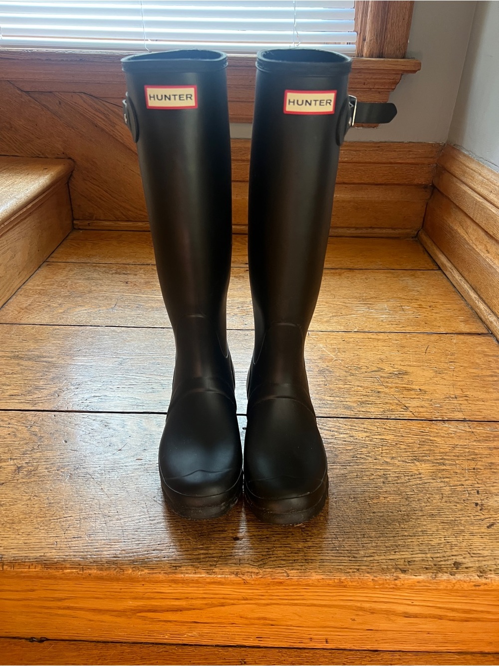 Hunter Black Tall Women's Rain Boots with Logo Plaque
